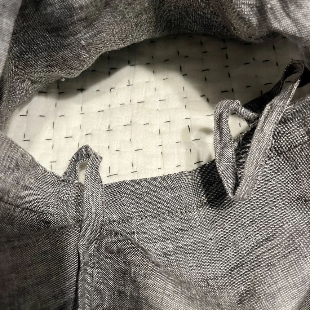 Restoration Hardware Quilted Linen Lumbar Pillow Sham - Graphite